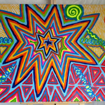 origingal paintings- colorful paintings for any space- THE CELEBRATING STAR