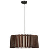 20" W 4-Light Drum Bamboo Chandelier With Black Canopy
