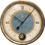 Trademark Time Co - Caffe Venezia Azure internal Pendulum Clock - Vintage elegance is the Caffe Auzre Clock with a brass internal pendulum from John Kowaski former owner and co-founder of Timeworks Clocks.