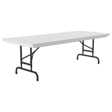Pemberly Row Plastic Resin Folding Table with Adjustable Height in Gray Granite