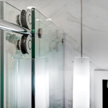 Detail of sliding shower door
