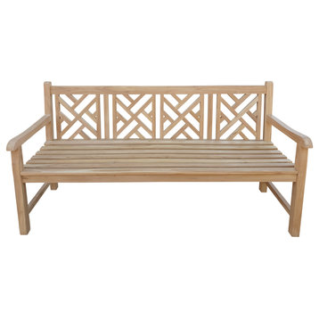 Teak Wood Saint Thomas Outdoor Patio Bench, 6'