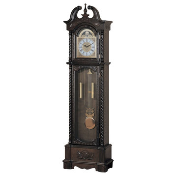Benzara BM159265 Aesthetically Charmed Wooden Grandfather Clock, Brown
