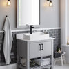 Modern White Rectangle Porcelain Vessel Sink with Drain, Matte Black
