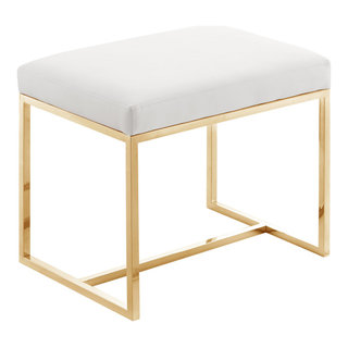 Gray Acrylic Ottoman Vanity Stool Clear and Gold-Large