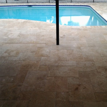 Paver House Travertine Paver Pool Deck Installation