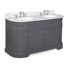 Rounded Corner Bathroom Vanities Houzz Kitchen Bath Collection Montage 60 Double Vanity With Carrara Top Charcoal Gray