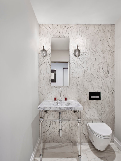 Gästetoilette & Gäste-WC mit Marmor-Waschbecken/Waschtisch: Ideen für