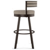 Amisco Browser Swivel Counter and Bar Stool, Beige & Brown Woven Polyester / Dark Brown Metal, Counter Height