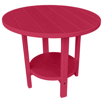 Phat Tommy Round Outdoor Dining Table, Poly Lumber Furniture, Cranberry