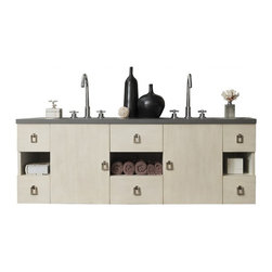 60 inch Floating Double Sink Bathroom Vanity Vanilla Oak Finish - Bathroom Vanities And Sink Consoles