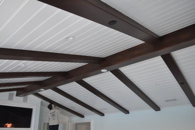 Stain Grade Beams with Tongue and Groove Ceiling