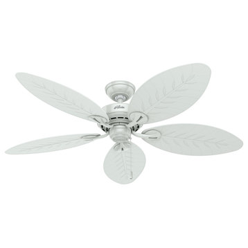 Hunter 54" Bayview Outdoor Ceiling Fan, White With Pull Chain