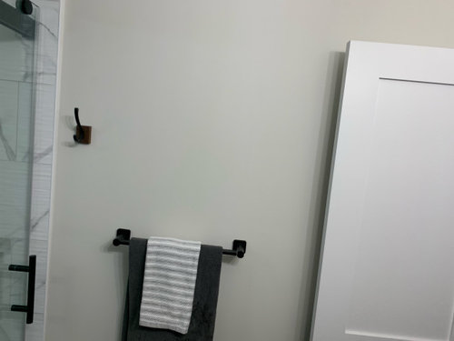 Hanging picture in bathroom