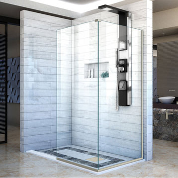 DreamLine Linea Shower Door, 2 Attached Glass Panels, 30"x72" and 34"x72"
