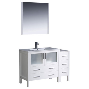 Fresca Torino 48" White Modern Bathroom Vanity With Side Cab & Integrated Sink