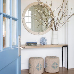 Sketch Woven Wool Ottoman | Teal Blue | Thayer Design Studio - Footstools And Ottomans