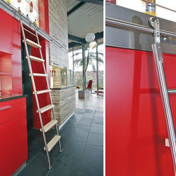 Rolling Library Ladder SL.6002.KL with Custom Wood Rungs - Storage And Organization
