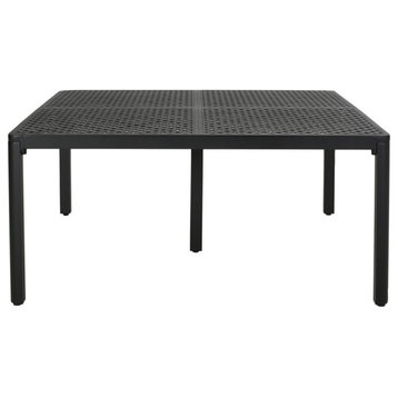Athena Modern Aluminum Dining Table With Woven Accents, Antique Matte Black