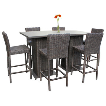 Venice Pub Table Set With Barstools 8 Piece Outdoor Wicker Patio Furniture