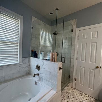 Before - Built-In Tub and Framed Shower Enclosure