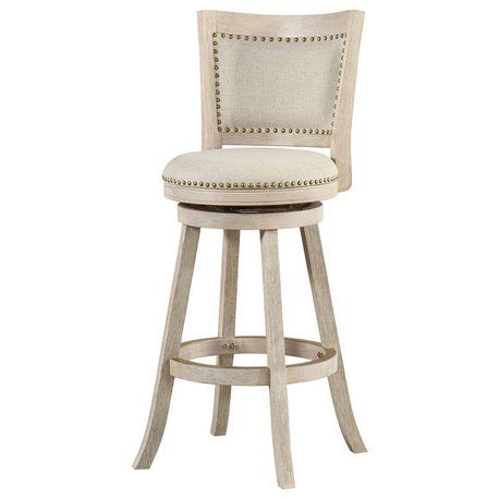 Melrose Swivel Stool, Ivory Wire-Brush, Bar Height