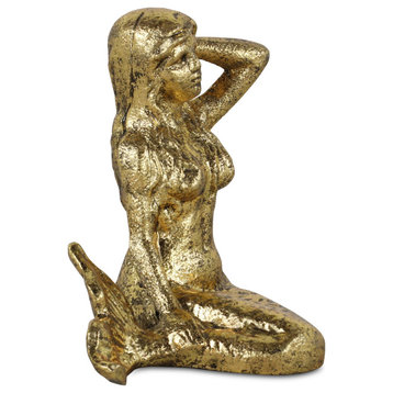 Ceili Golden Cast Iron Mermaid Statue