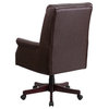High Back Pillow Back Brown Leather Executive Swivel Office Chair