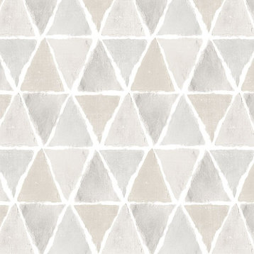 Textured Wallpaper, Geometric Featuring Triangles, CK36637, Beige, 1 Roll
