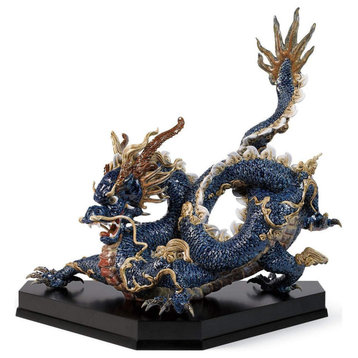 Lladro Great Dragon Blue Enamels Figurine 01001935