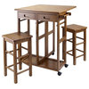 Suzanne 3-Piece Space Saver With Tuck-away Stools, Teak