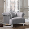 Armen Living Elegance Contemporary Sofa Chair in Grey Velvet with Acrylic Legs