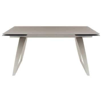 Nya Modern Extendable Gray Glass Dining Table