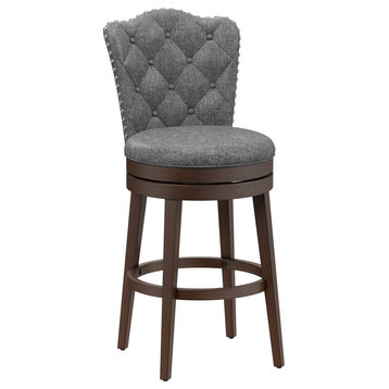 Hillsdale Edenwood Wood Bar Height Swivel Stool with Tufted Back