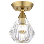 Livex Lighting Inc. - 1 Light Natural Brass Crystal Semi-Flush - Clear faceted crystal makes an elegant appearance in this natural brass semi-flush light. The Brussels is small and attractive, and will make a dazzling impression.