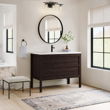 Shiloh Bathroom Vanity, Single Sink, 48", Dark Walnut, Freestanding
