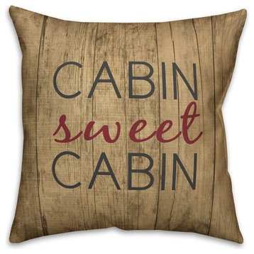 Rustic Cabin Sweet Cabin 18"x18" Outdoor Throw Pillow