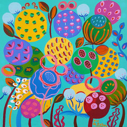 Turquoise Seeds, 16 x 16 in - Paintings