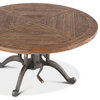 Artezia 42-Inch Round Coffee Table with Reclaimed Teak Top and Adjustable Crank