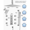 Thermostatic Shower System 16" Dual Shower Heads With Body Jets, Brushed Nickel