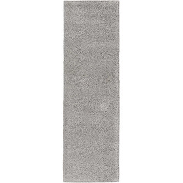 Nourison Malibu Shag 2'2" x 9'10" Silver Grey Shag Indoor Area Rug