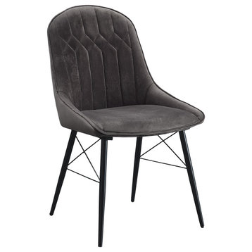 Abraham Side Chair, Gray Fabric and Black Finish
