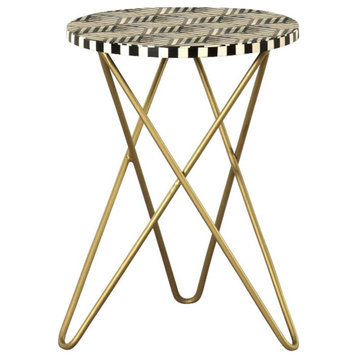 Coaster Xenia Round Modern Metal Accent Table with Hairpin Legs in Gold/Black
