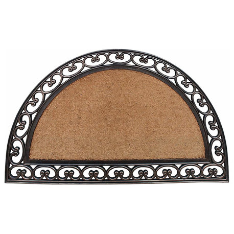 Half Round Rubber, Coir, Bronze Border, Standard Double Doormat, 30"x48"