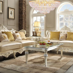 Homey Design European 3PC Living Room Set Carved Hardwood - Living Room Furniture Sets