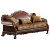 Acme Dresden Bycast Leather-Chenille Sofa, Cherry