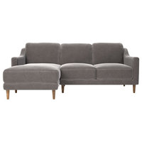 Nesta Gray Velvet Sectional, Left Facing