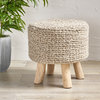 GDF Studio Pooneli Hand Knit Wool Fabric Artisan Poof-stool, Gray