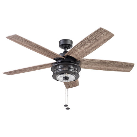 Honeywell Foxhaven Indoor/Outdoor Ceiling Fan With Light, 52", Matte Black