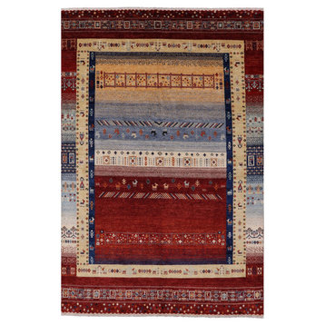 Handmade Tribal Persian Gabbeh Wool Rug 6' 7" X 10' 0"- Q6601